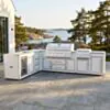 Utekök Premium 253 x 358 – vitt komplett hörnutekök med full funktion och förvaring