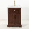 Kommod Badrum 60cm Brun Wyoming - Vit Marmor