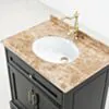 Kommod Badrum 80cm Svart Wyoming - Beige Marmor