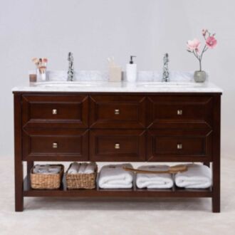 Dubbel Kommod Badrum 140cm Utah Mörk Ek - Vit Marmor