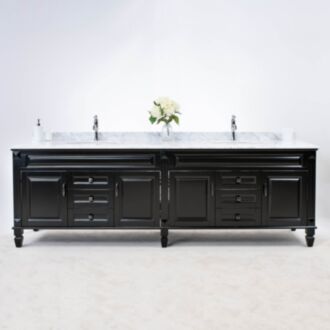 Dubbelhandfat Kommod 240cm Nashville Svart - Vit Marmor