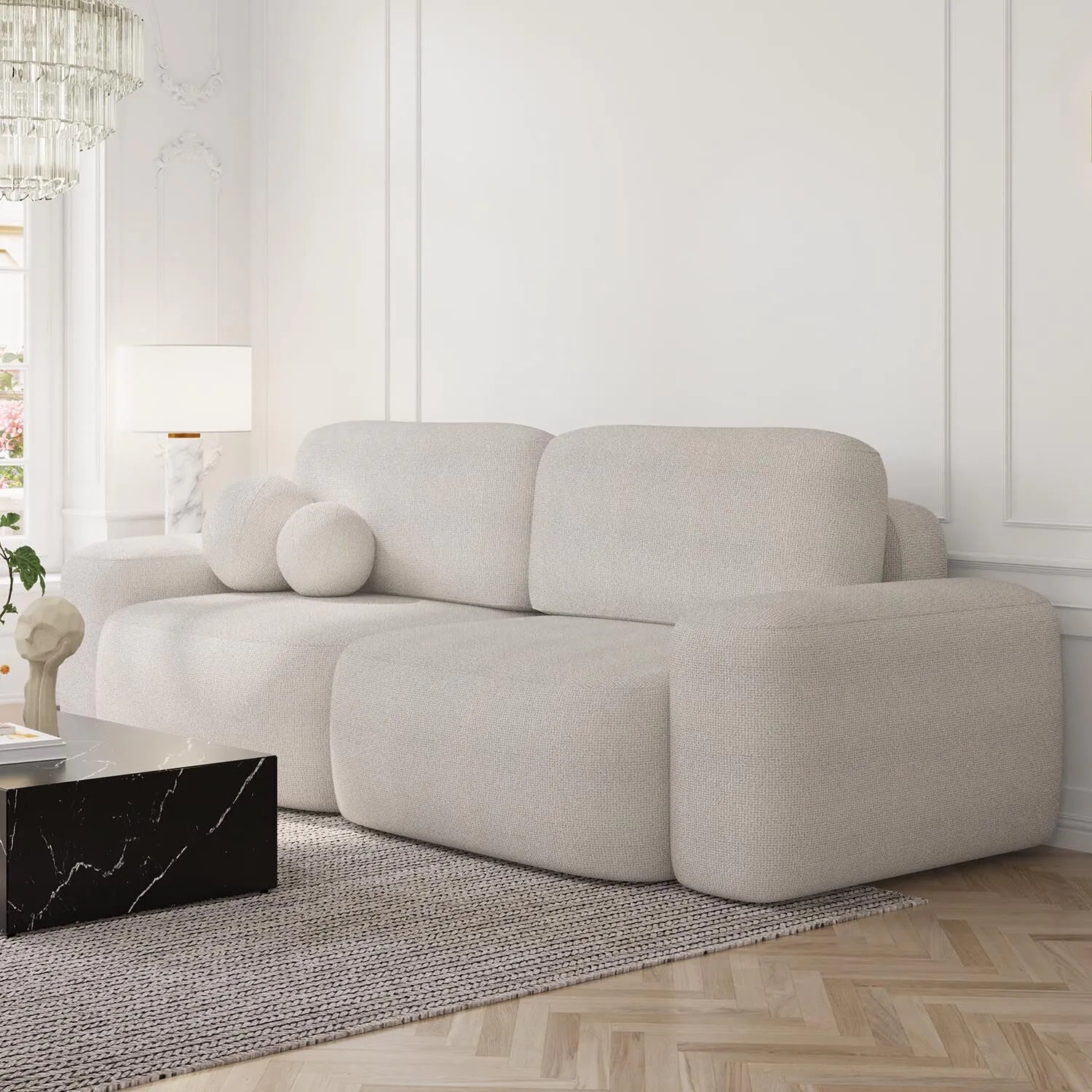 Soffa 3-sits 253cm Ljusbeige - Huntington