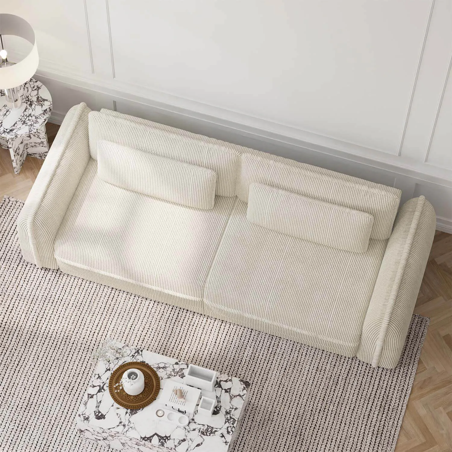 Soffa 3-sits 253cm Stripe Beige - Stockholm