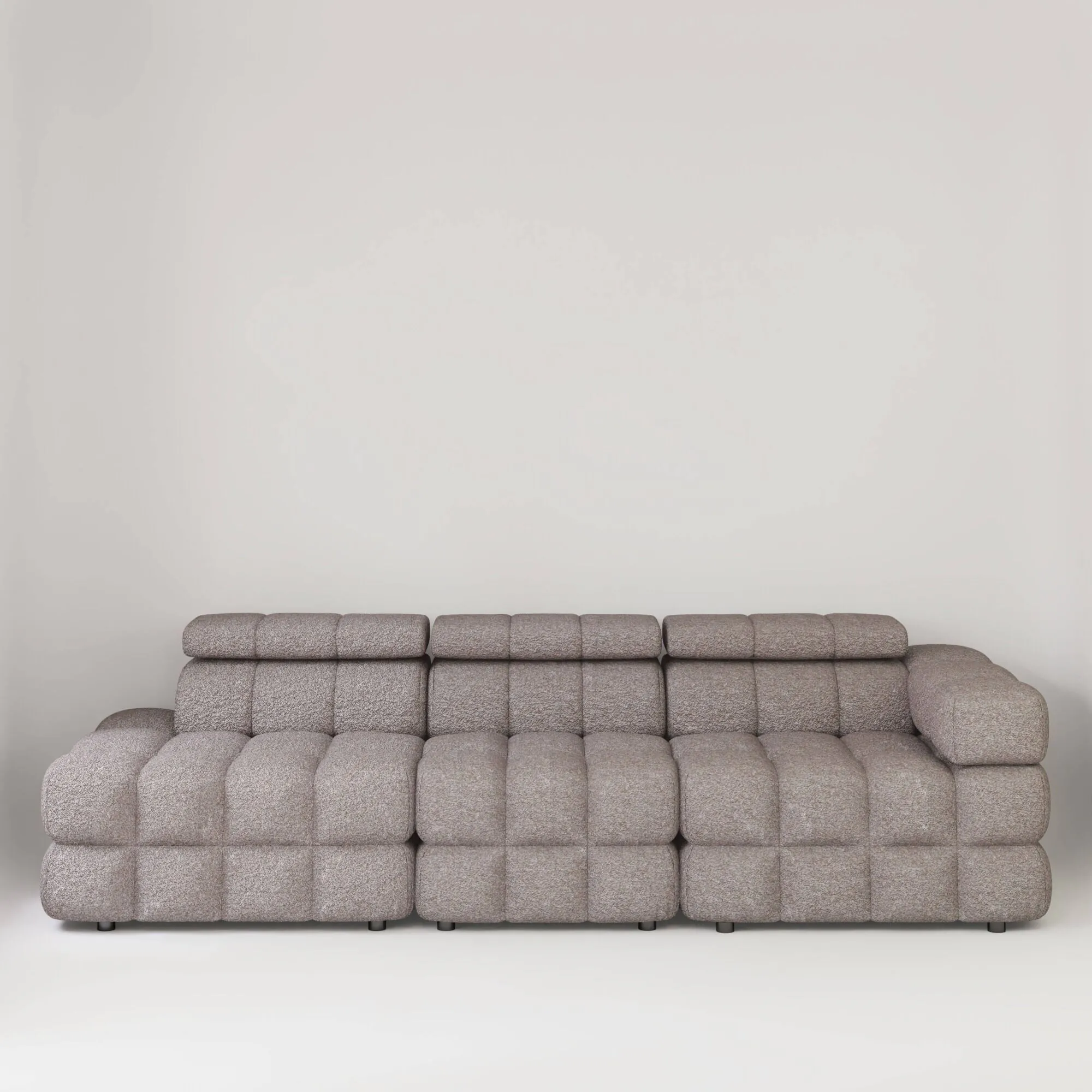 Soffa 3-sits 288cm Brun Boucle Armstöd Höger - Paris