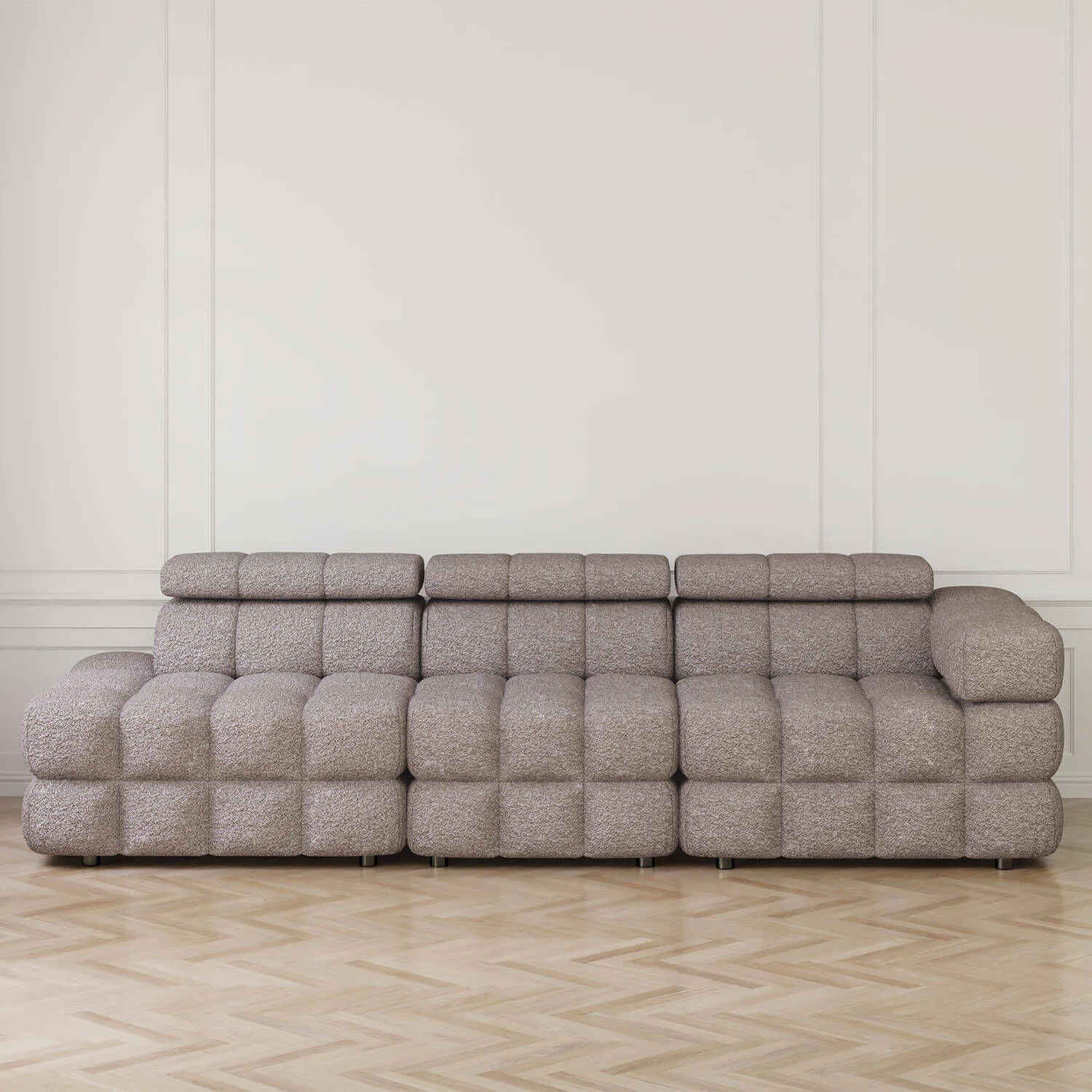 Soffa 3-sits 288cm Brun Boucle Armstöd Höger - Paris