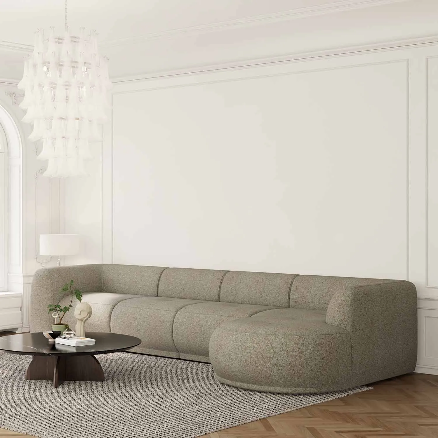 Divansoffa 371cm Höger Beige - Bel Air