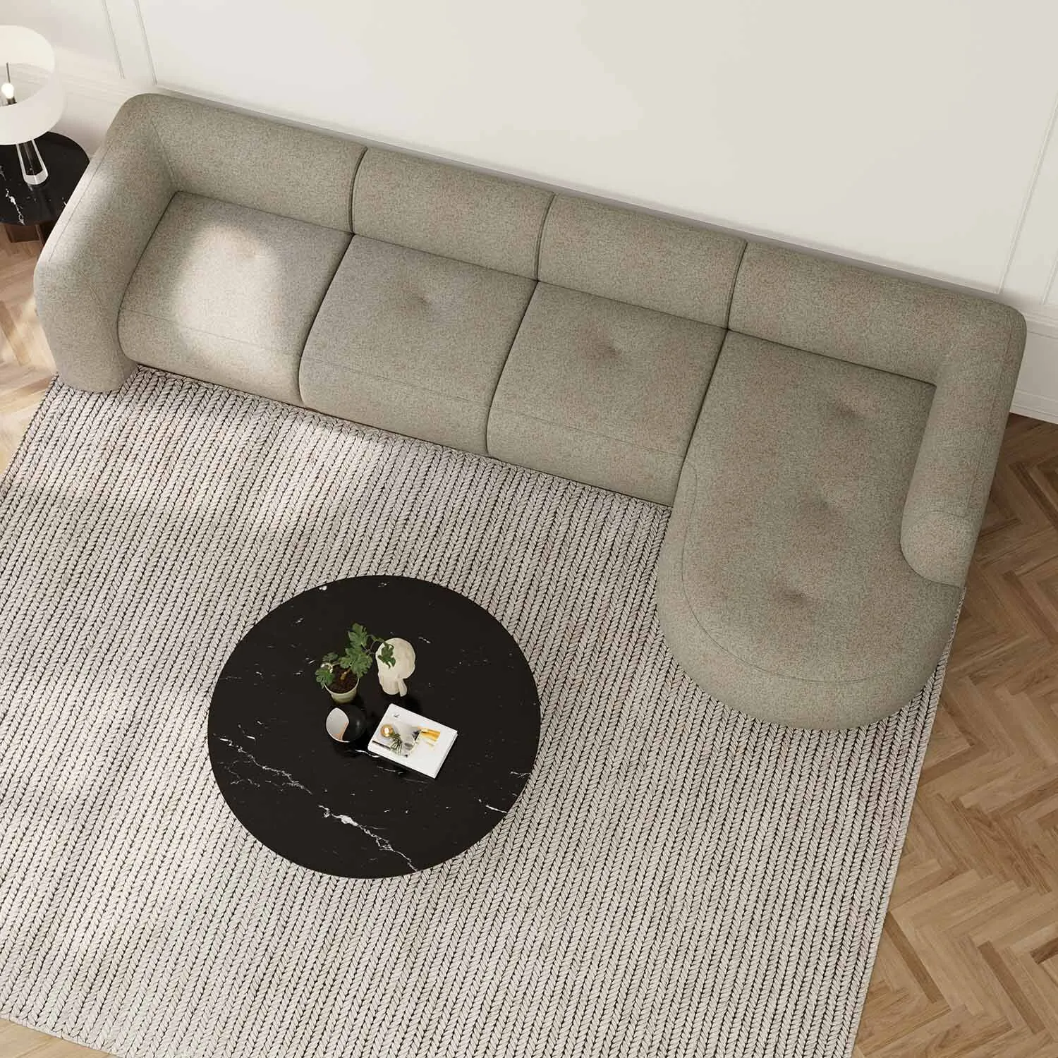 Divansoffa 371cm Höger Beige - Bel Air