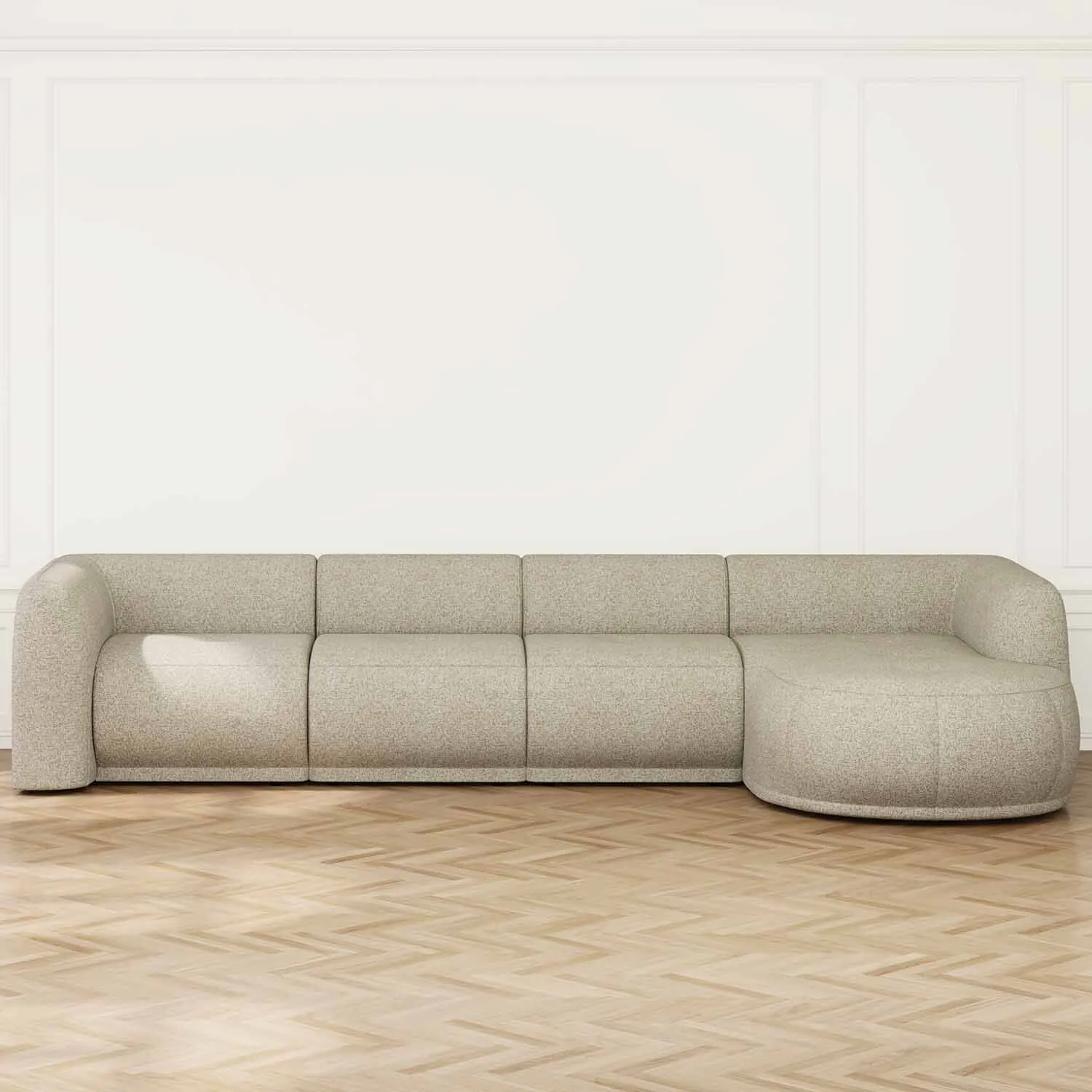 Divansoffa 371cm Höger Beige - Bel Air