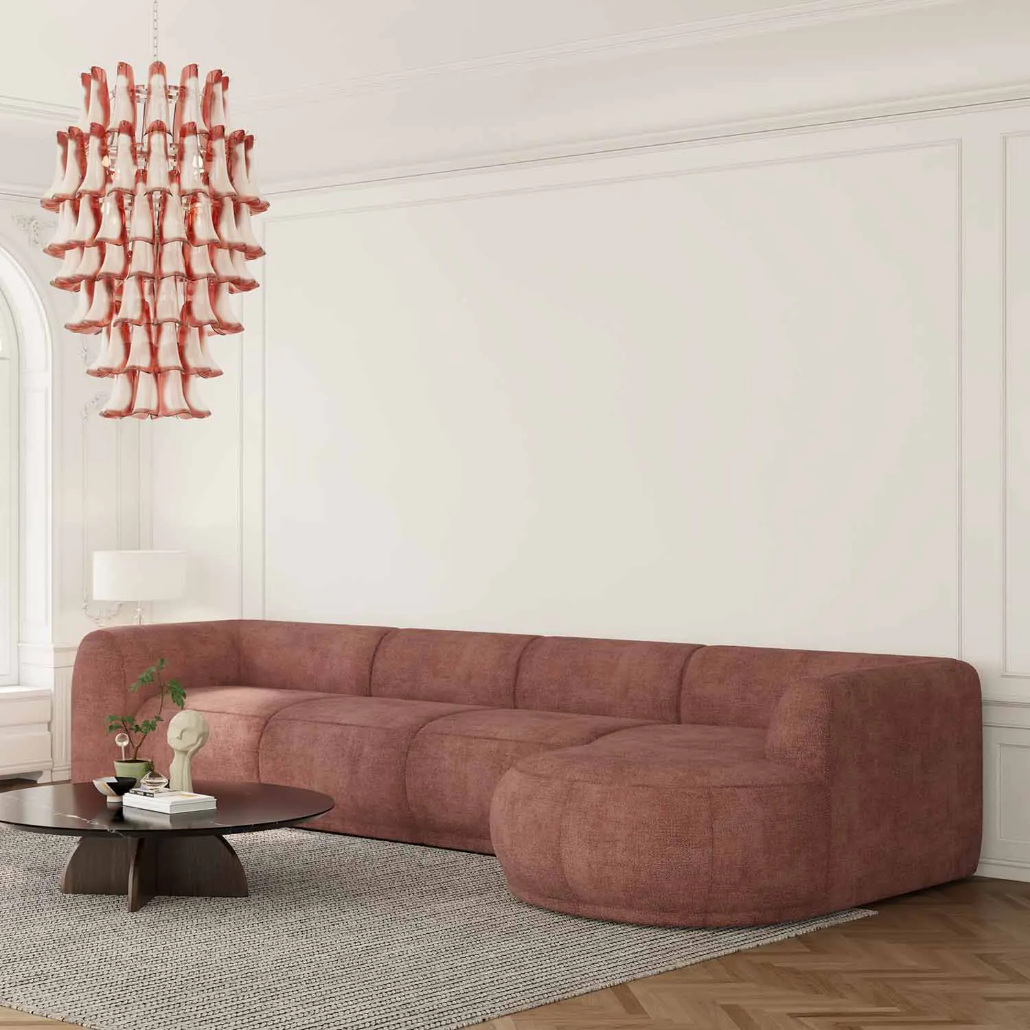 Divansoffa 371cm Höger Rosa - Bel Air