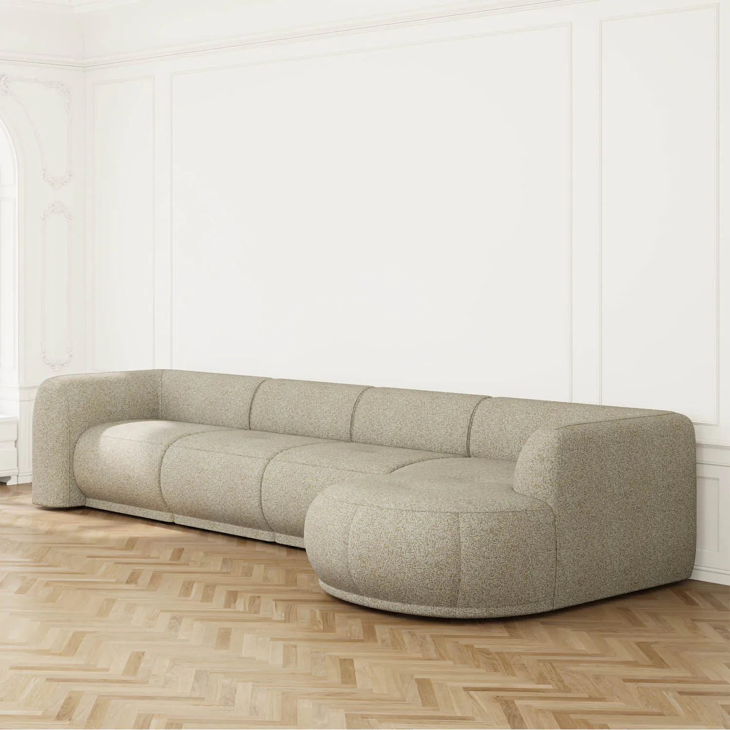 Divansoffa 371cm Höger Beige - Bel Air