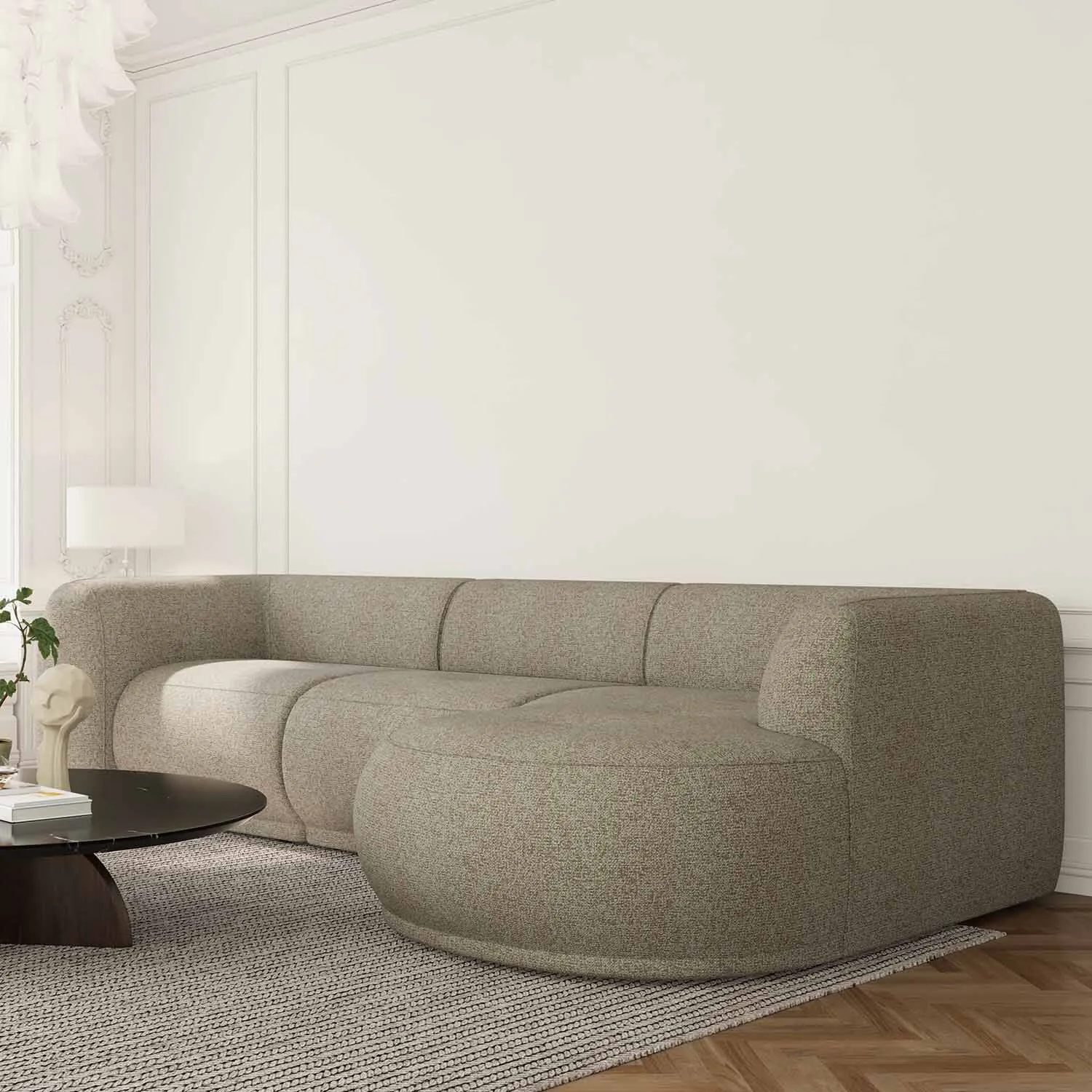 Divansoffa 294cm Höger Beige - Bel Air