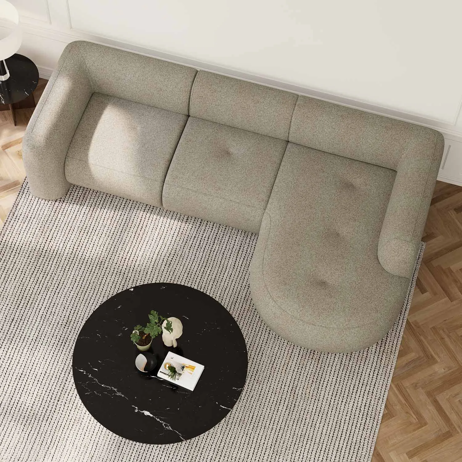 Divansoffa 294cm Höger Beige - Bel Air