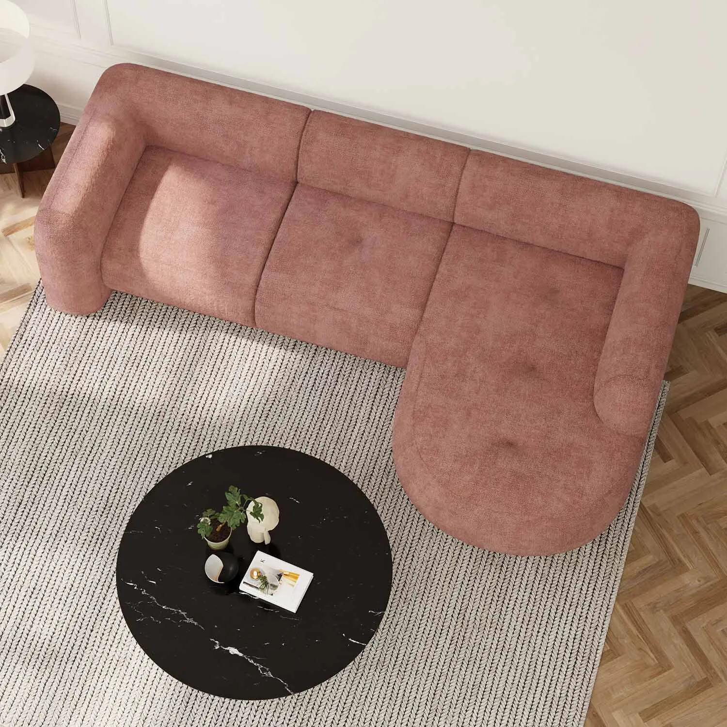 Divansoffa 294cm Höger Rosa - Bel Air