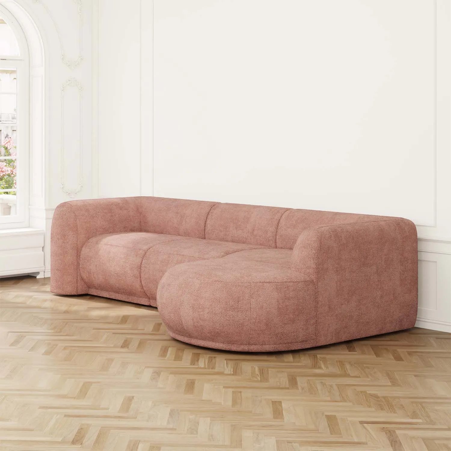 Divansoffa 294cm Höger Rosa - Bel Air