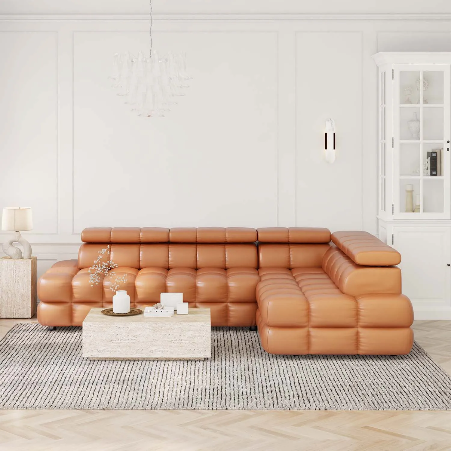 Divansoffa 283cm Höger Cognac - Paris