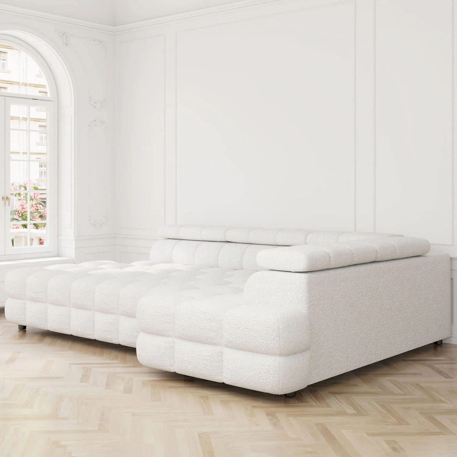 Divansoffa 283cm Höger Vit Boucle - Paris