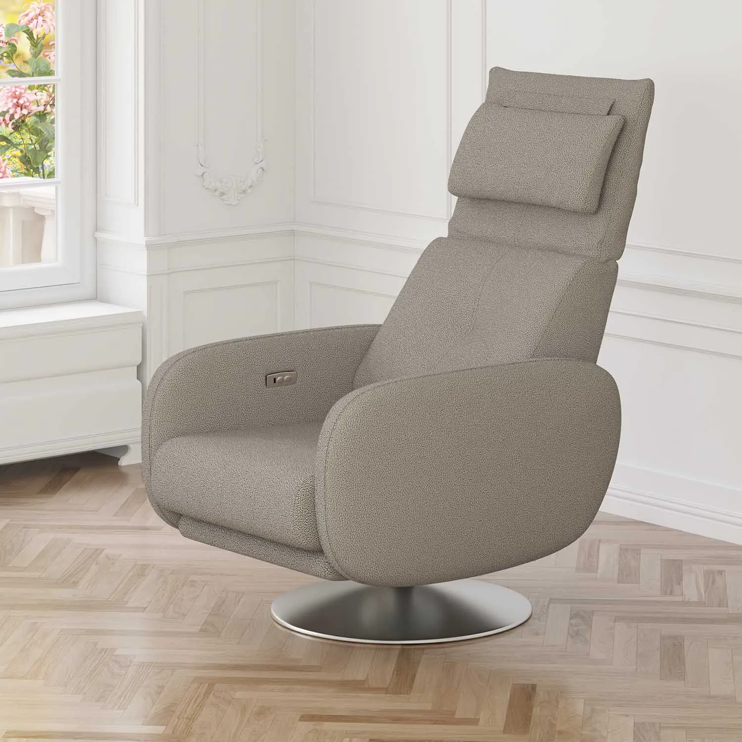 Fåtölj Manuell Recliner Taupe & Krom - Oslo