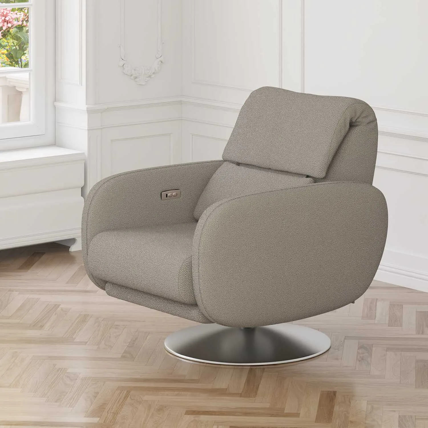 Fåtölj Manuell Recliner Taupe & Krom - Oslo