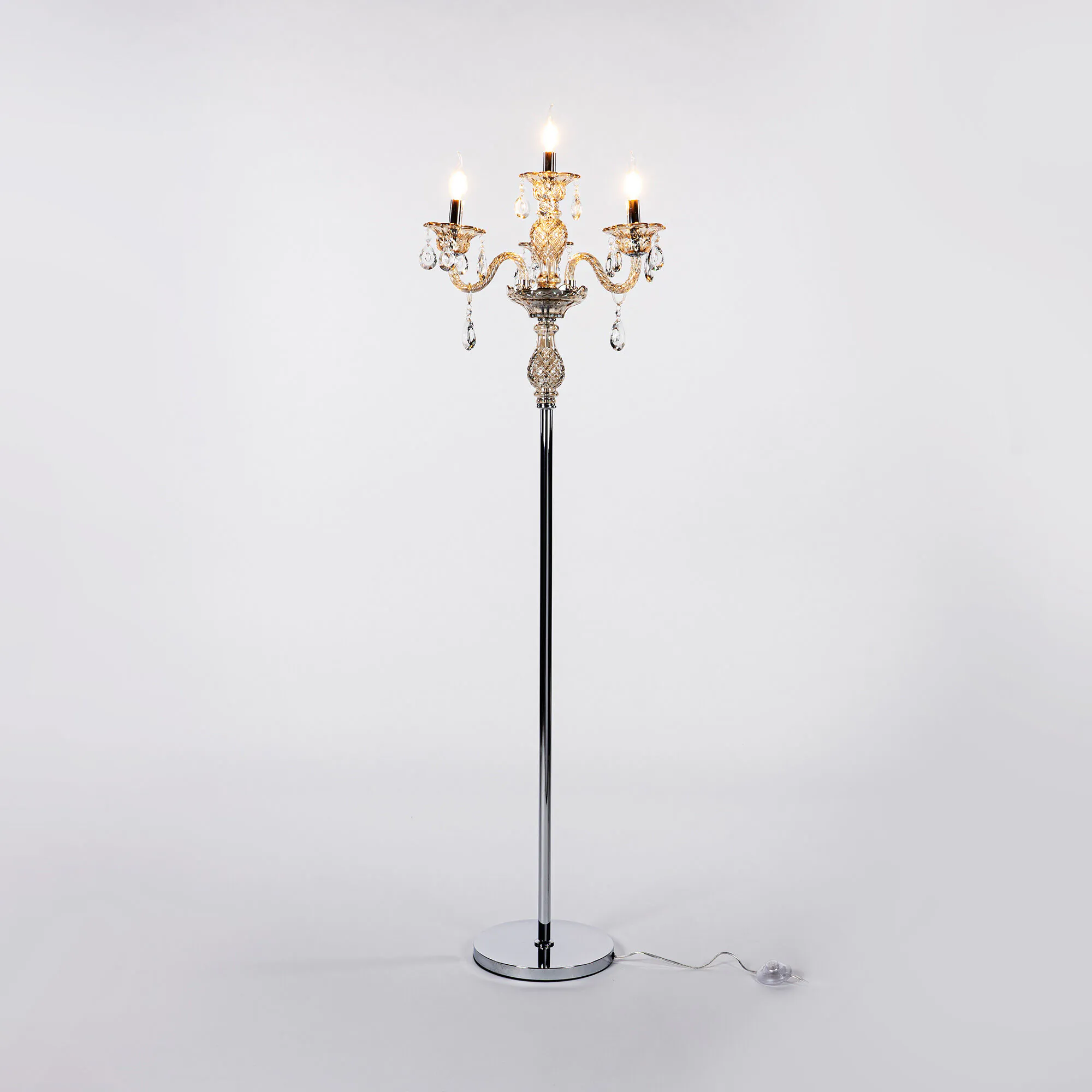 Golvlampa Kristall Kandelaber H168cm Candle Silver