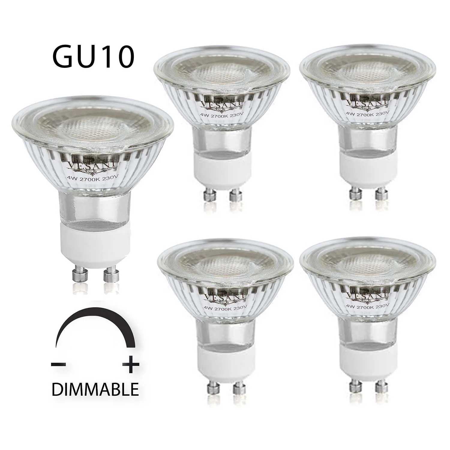 5-pack GU10 LED 2700K 4W Dimbar Varmvit