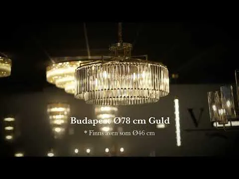 Taklampa Kristall Ø78cm Budapest Guld