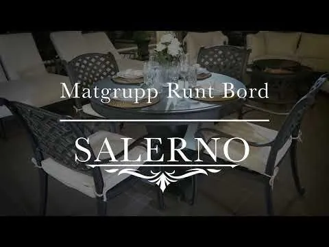 Matgrupp Utomhus Runt Bord Svart Aluminium Salerno 4 stolar