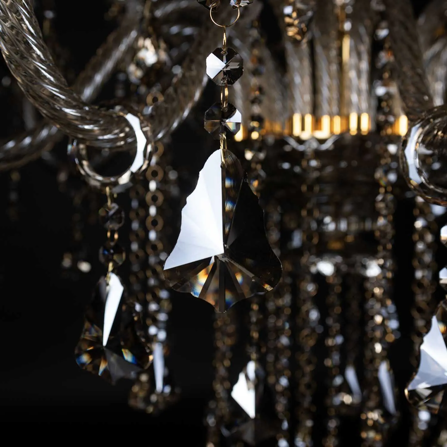 Kristallkrona Genéve Guld Ø 100cm – Cognac kristall