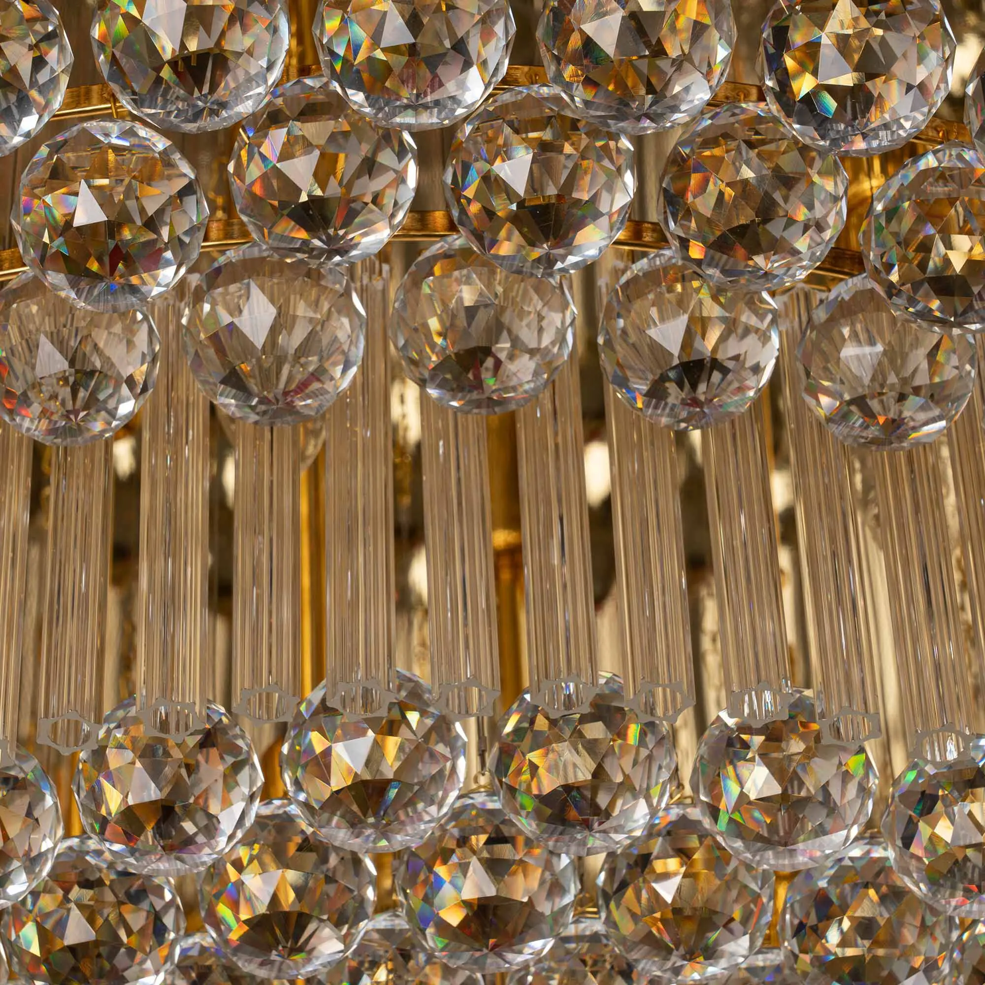 Stor Plafond Kristall Ø100cm Marbella Guld