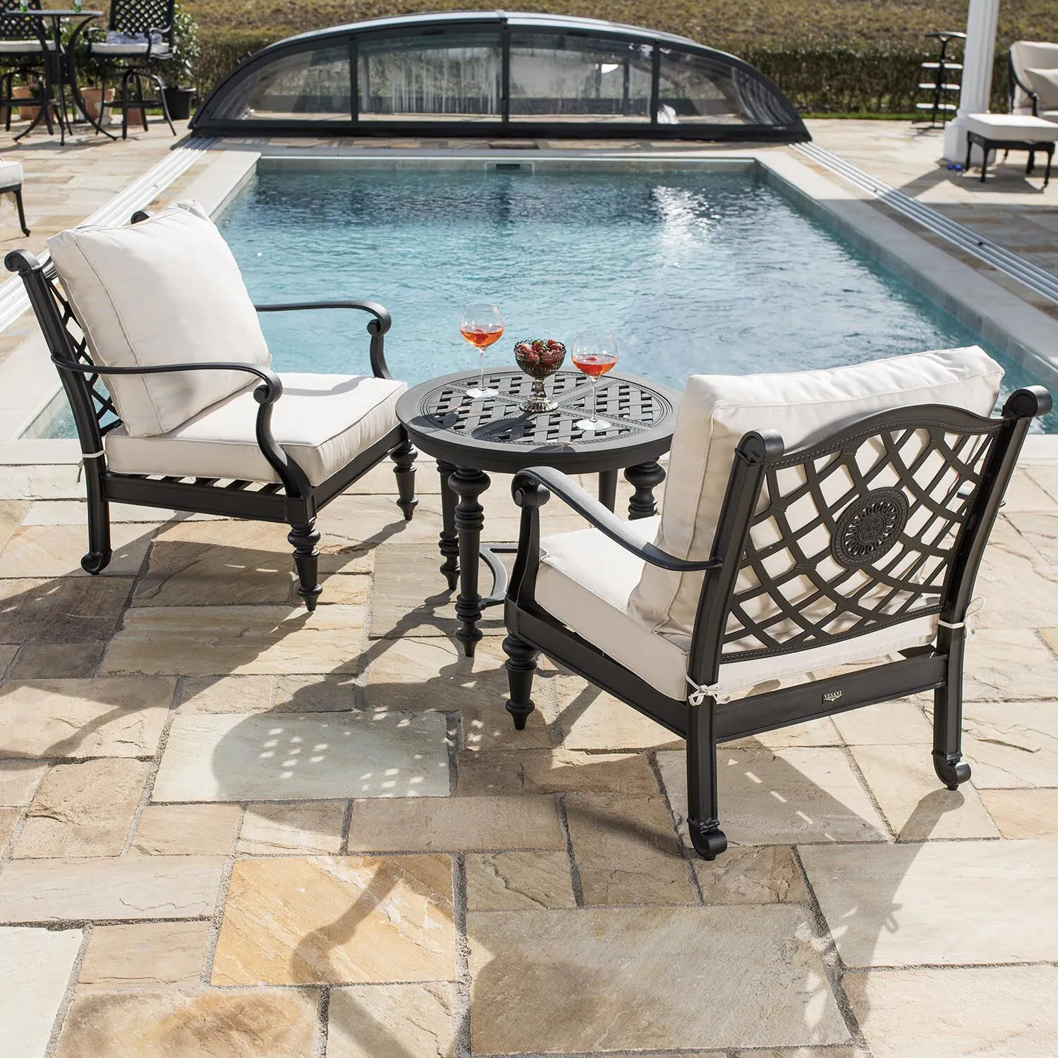 Loungegrupp Svart Aluminium Florence 2-pers