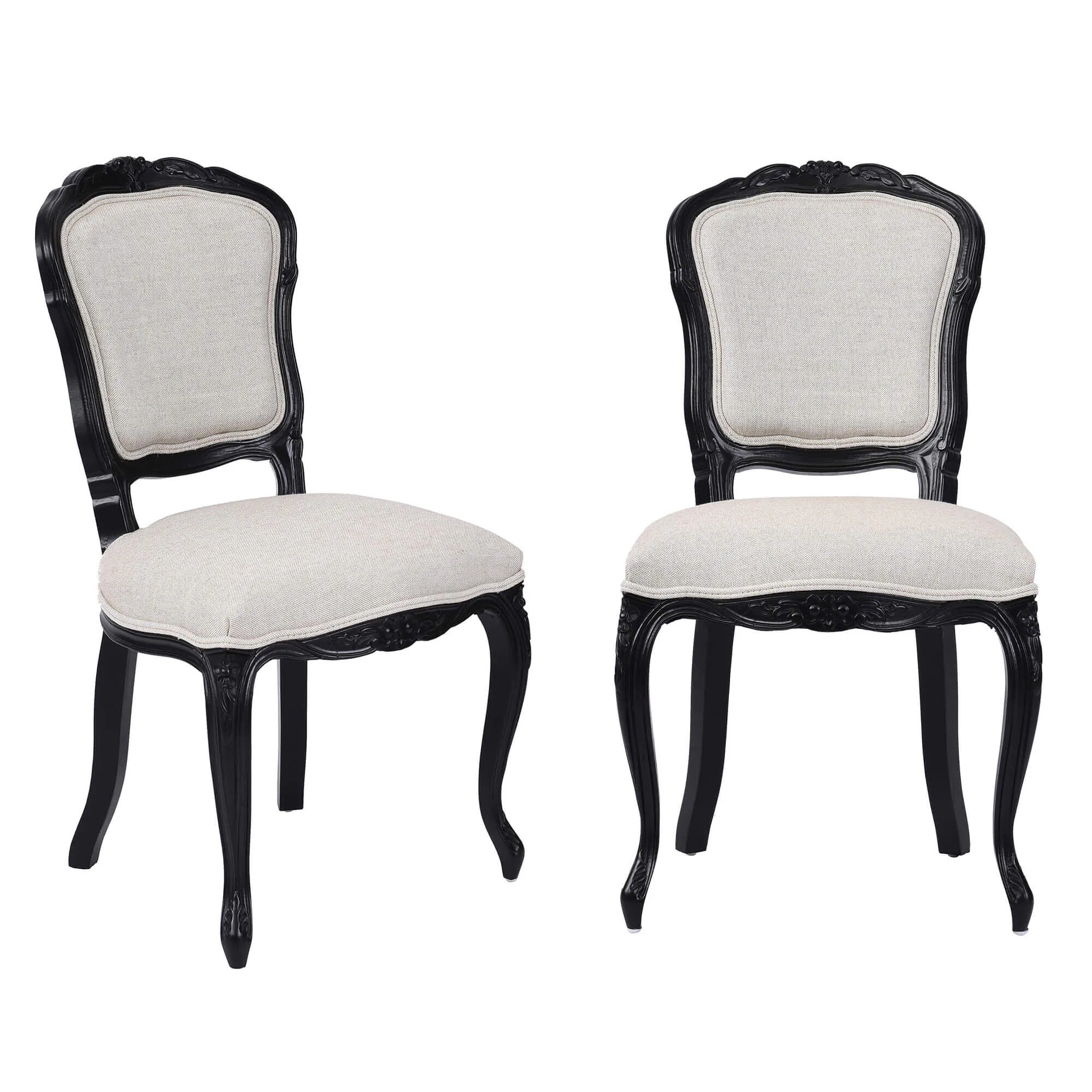 2-Pack Antik Matstol Drottningholm Svart Massiv Ek