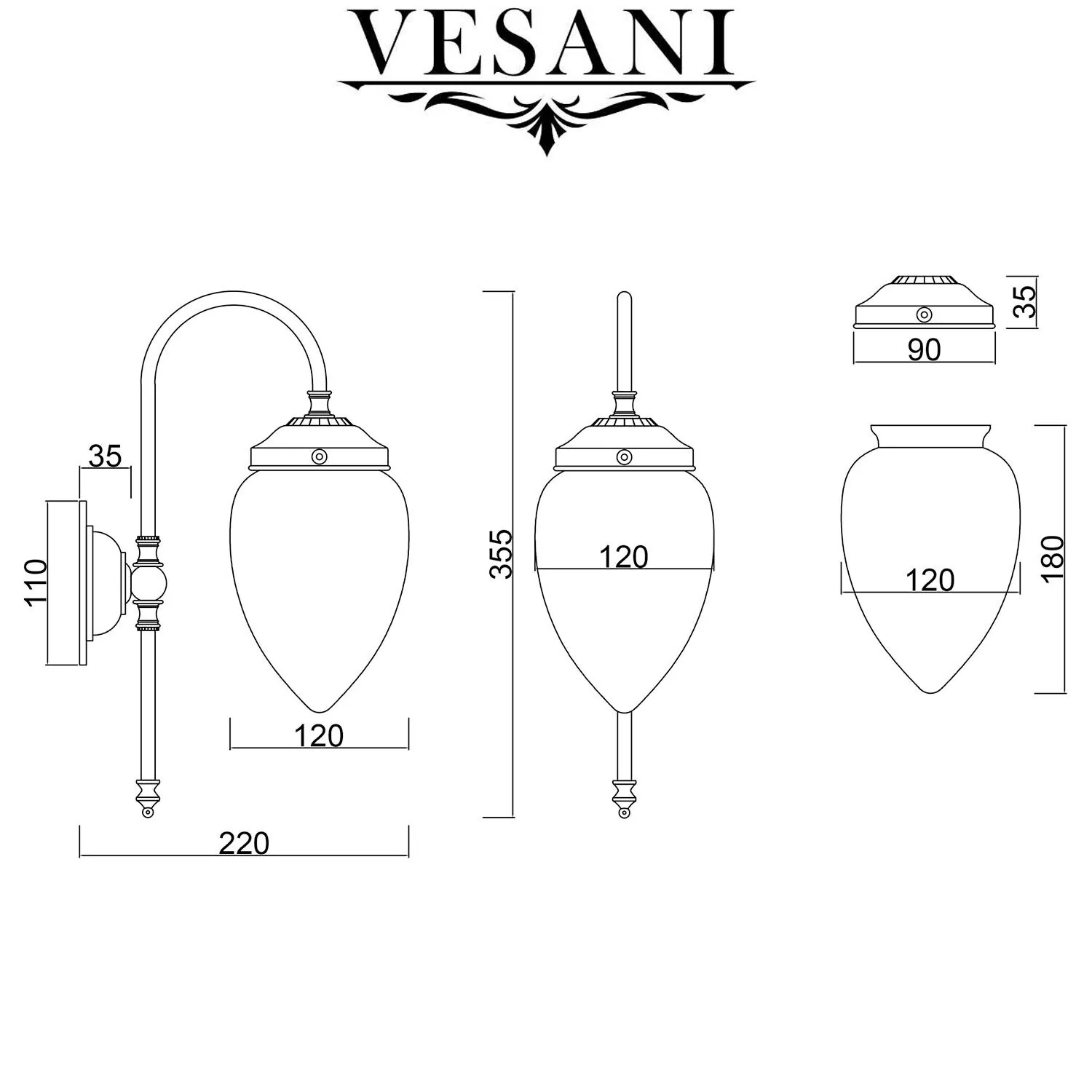 Vägglampa Mässing - Ekenäs