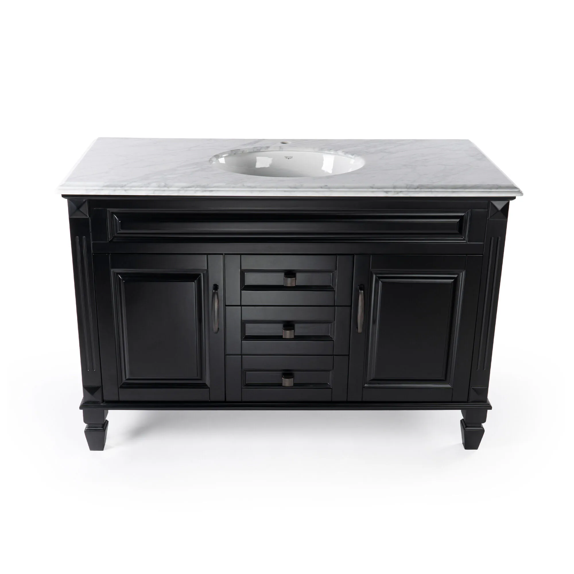 Kommod Badrum 120cm Nashville Svart - Vit Marmor