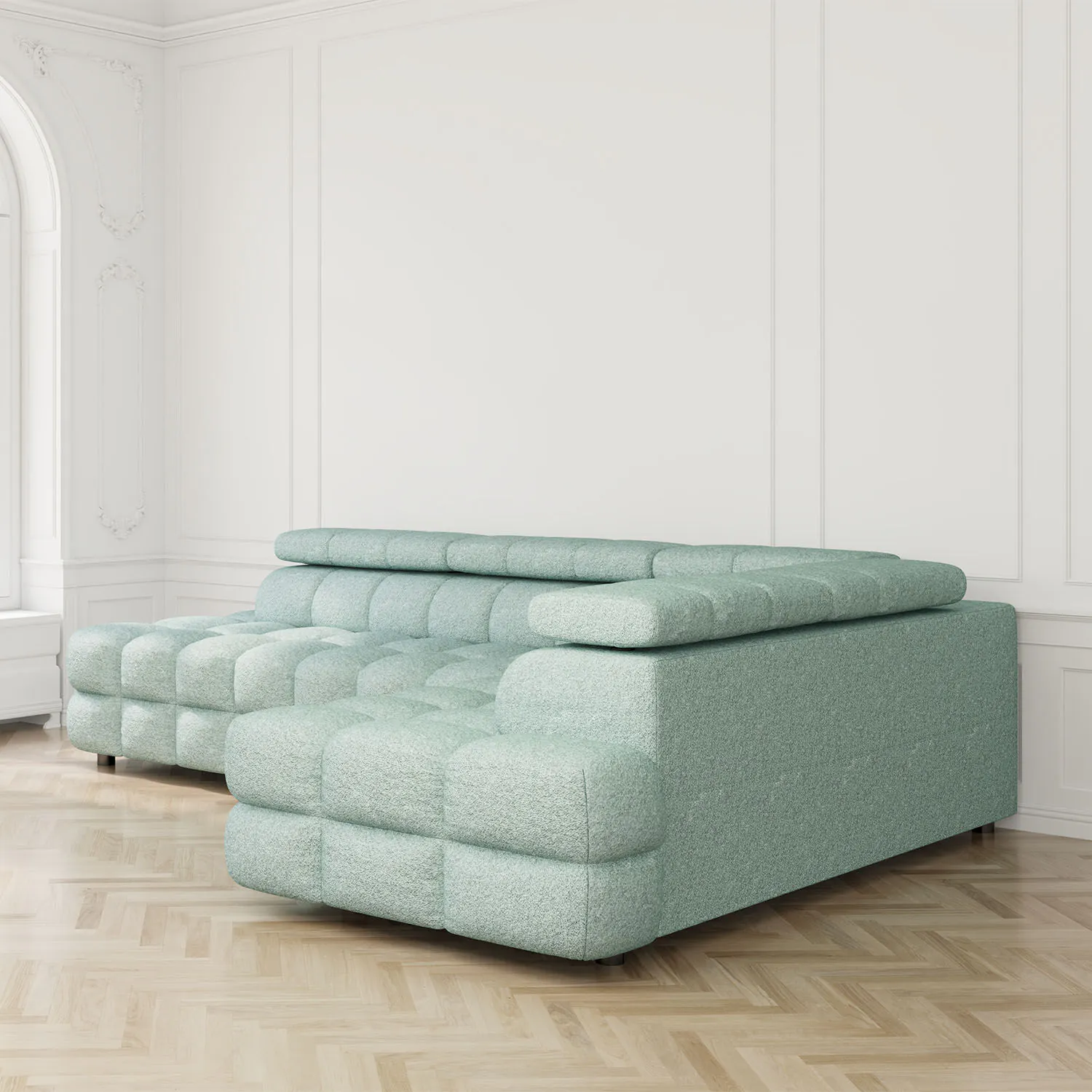 Divansoffa 283cm Höger Mintgrön Boucle - Paris