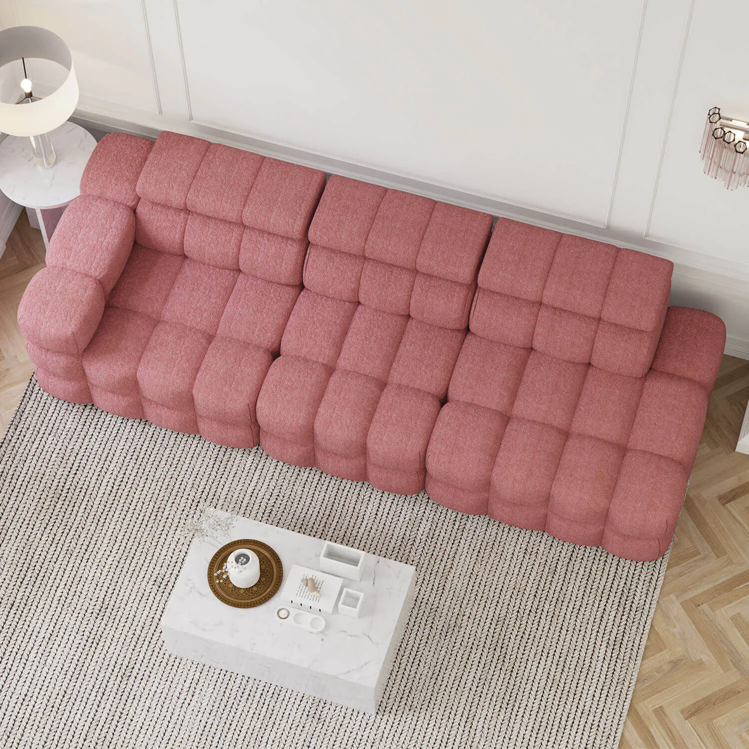 Soffa 3-sits 288cm Rosa Armstöd Vänster - Paris