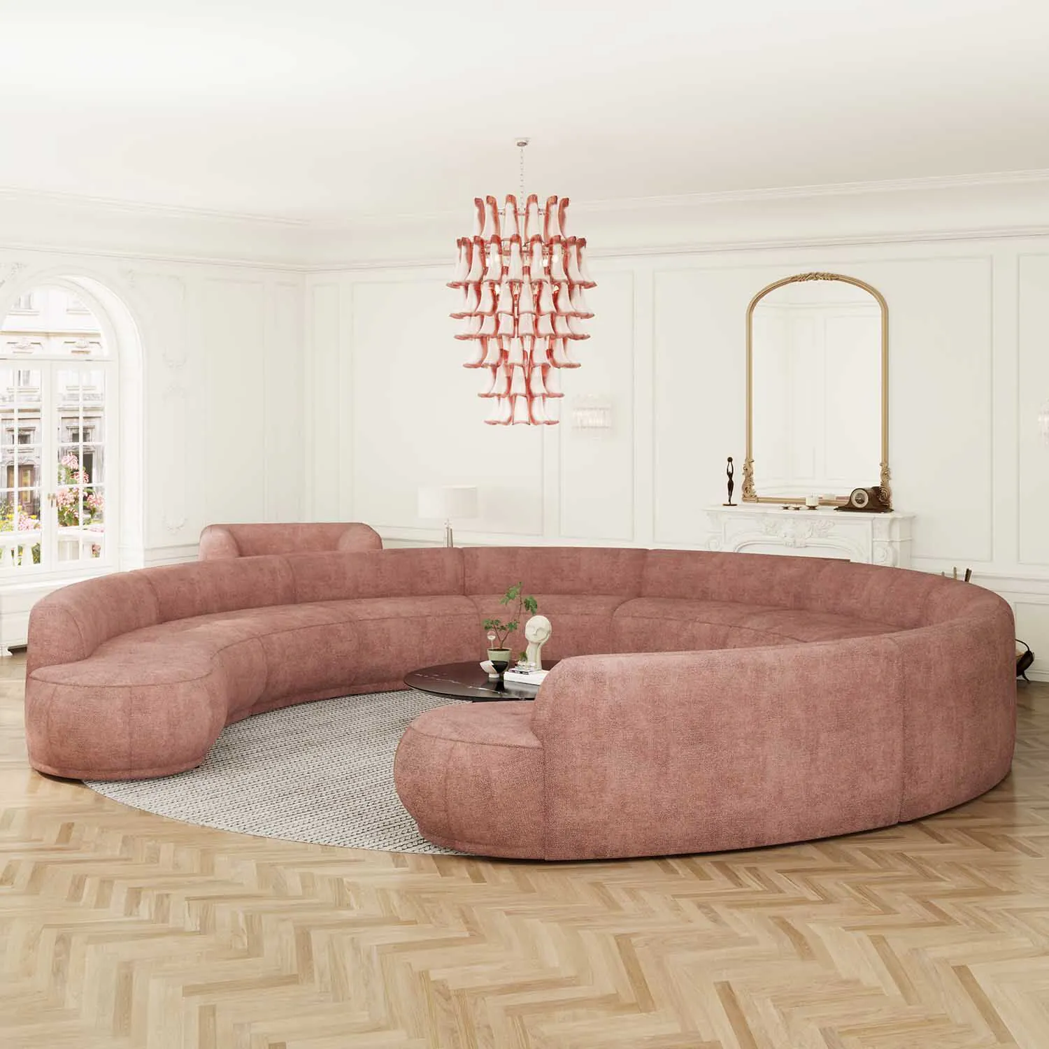 U-Modulsoffa 520cm Rosa - Bel Air