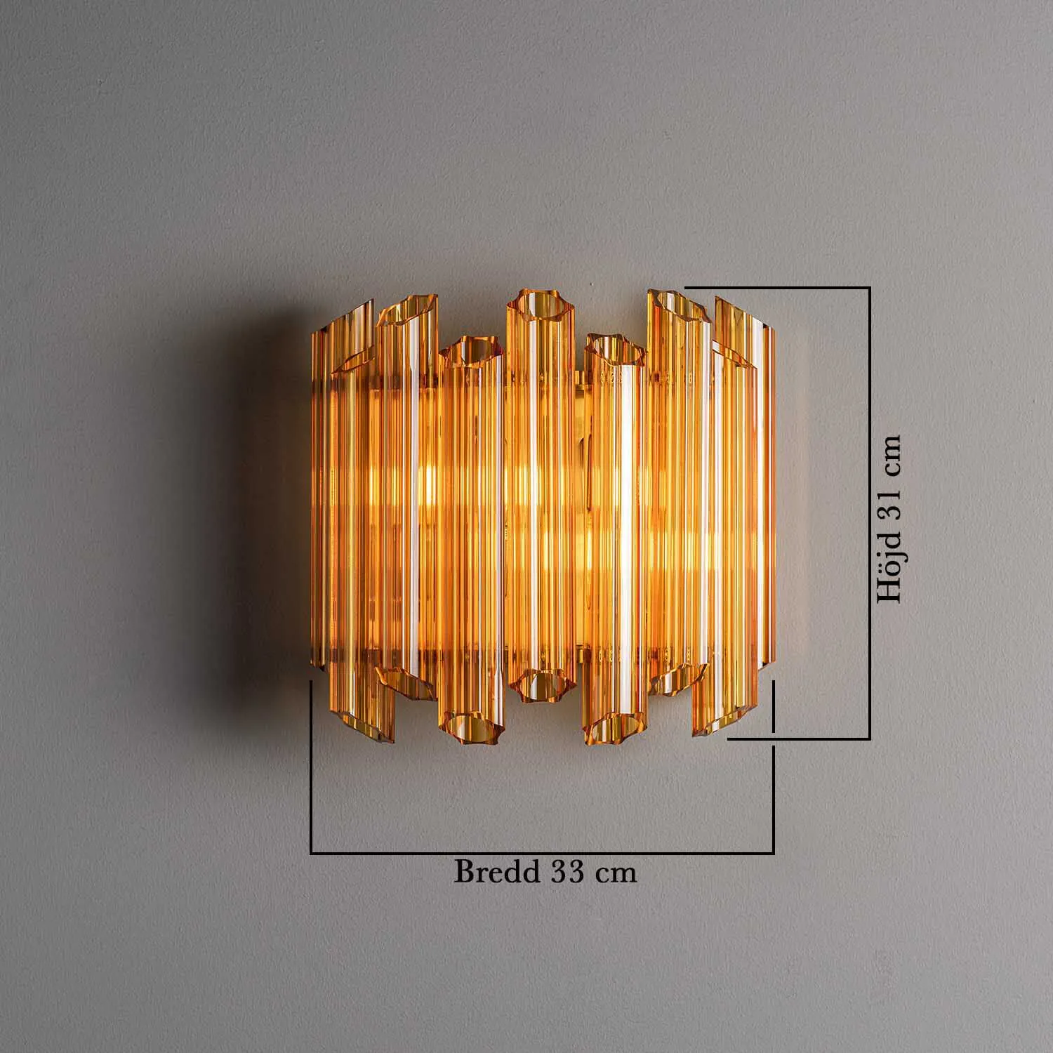 Vägglampa Kristall 33cm Bärnsten – Verona