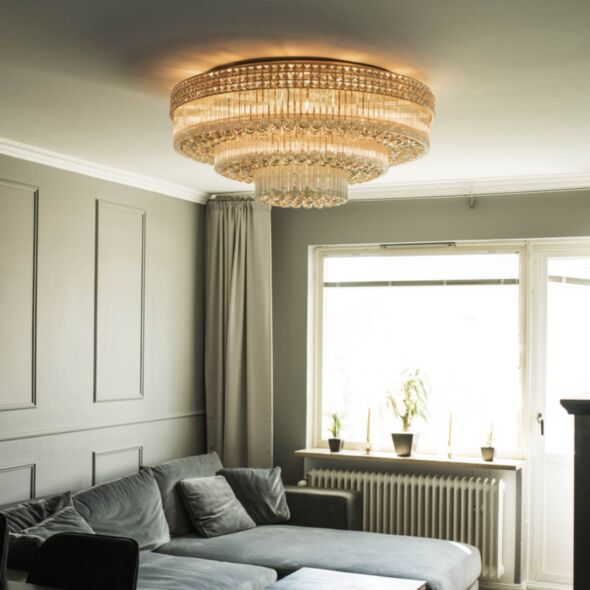 Stor Plafond Kristall Ø100cm Marbella Guld