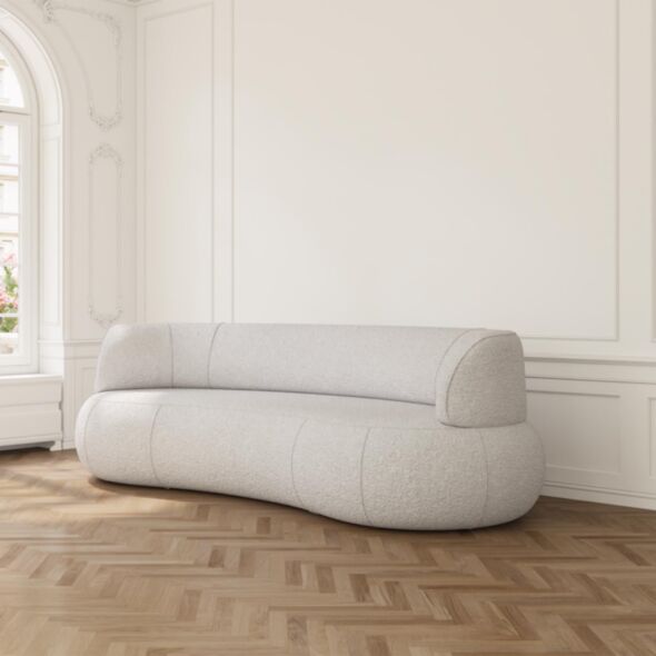 Soffa 3-sits 253cm Vit Boucle Armstöd - Malibu