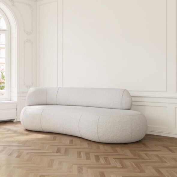 Soffa 3-sits 253cm Vit Boucle Armstöd Vänster - Malibu