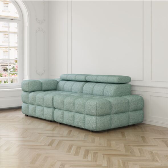 Soffa 2-sits 213cm Mintgrön Boucle Armstöd Vänster - Paris
