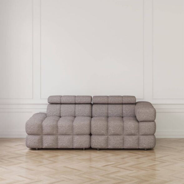 Soffa 2-sits 213cm Brun Boucle Armstöd Höger - Paris