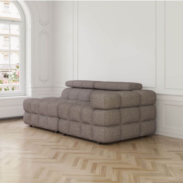Soffa 2-sits 213cm Brun Boucle Armstöd Höger - Paris