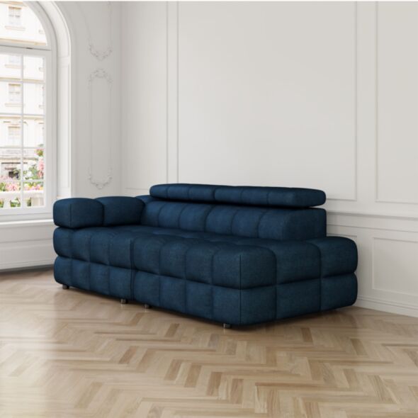 Soffa 2-sits 213cm Mörkblå Armstöd Vänster - Paris