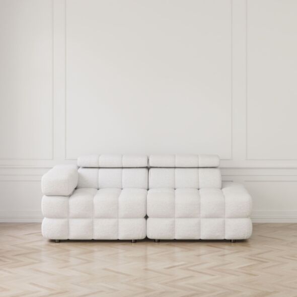 Soffa 2-sits 213cm Vit Boucle Armstöd Vänster - Paris