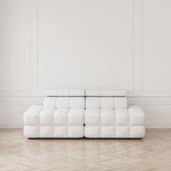 Soffa 2-sits 216cm Vit Boucle Utan Armstöd - Paris