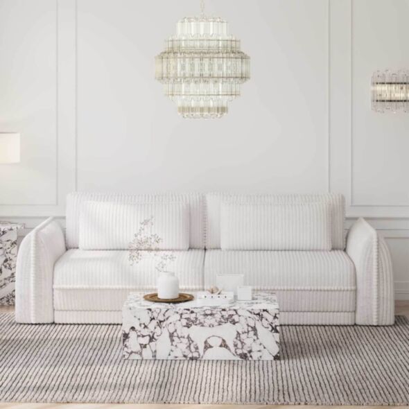 Soffa 3-sits 253cm Fluffig Vit - Stockholm
