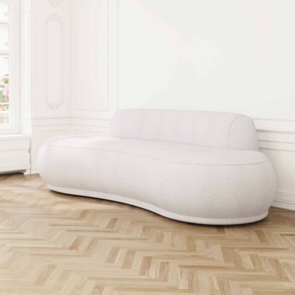 Soffa 3-sits 253cm Vit Boucle - Bel Air