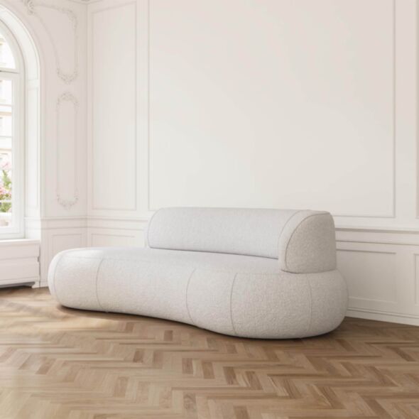 Soffa 3-sits 253cm Vit Boucle Armstöd Höger - Malibu