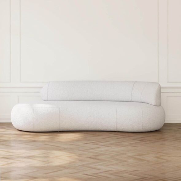 Soffa 3-sits 253cm Vit Boucle Armstöd Höger - Malibu