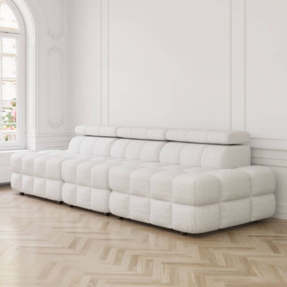 Soffa 3-sits 291cm Vit Boucle Utan Armstöd - Paris